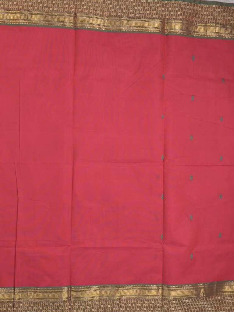 Kanchi cotton saree allover motifs with contrast border and attached self blouse