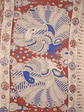 Kalamakari cotton saree maroon color allover prints & printed border with printed pallu and contrast blouse