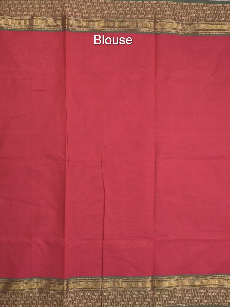 Kanchi cotton saree allover motifs with contrast border and attached self blouse