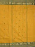 Kanchi cotton saree allover motifs with contrast border and attached self blouse