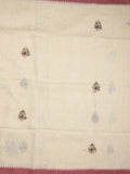 Lenin tissue embroidered fancy saree in cream color with embroidery pallu and matching blouse