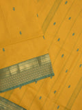 Kanchi cotton saree allover motifs with contrast border and attached self blouse