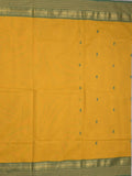 Kanchi cotton saree allover motifs with contrast border and attached self blouse