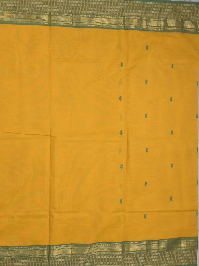 Kanchi cotton saree allover motifs with contrast border and attached self blouse