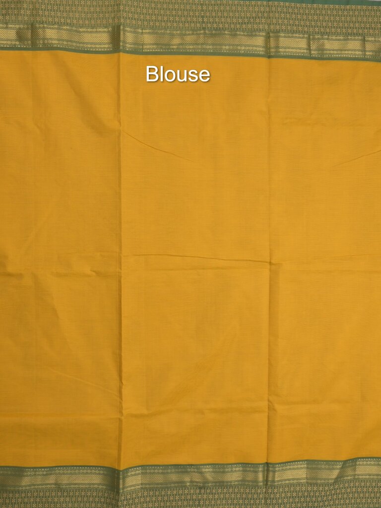 Kanchi cotton saree allover motifs with contrast border and attached self blouse