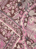Kalamakari cotton saree brown color allover prints & printed border with printed pallu and contrast blouse