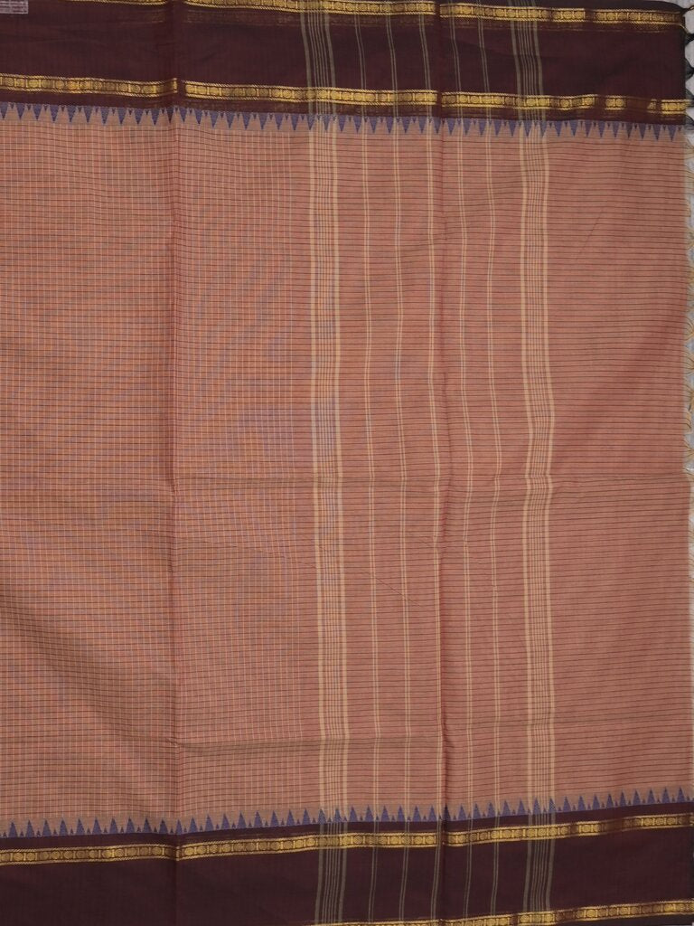 Kanchi cotton plain saree with zari border with attached self blouse
