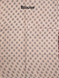 Kalamakari cotton saree brown color allover prints & printed border with printed pallu and contrast blouse
