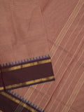 Kanchi cotton plain saree with zari border with attached self blouse