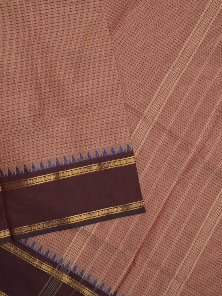 Kanchi cotton plain saree with zari border with attached self blouse