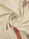 Lenin tissue embroidered fancy saree in cream color with embroidery pallu and matching blouse