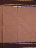 Kanchi cotton plain saree with zari border with attached self blouse