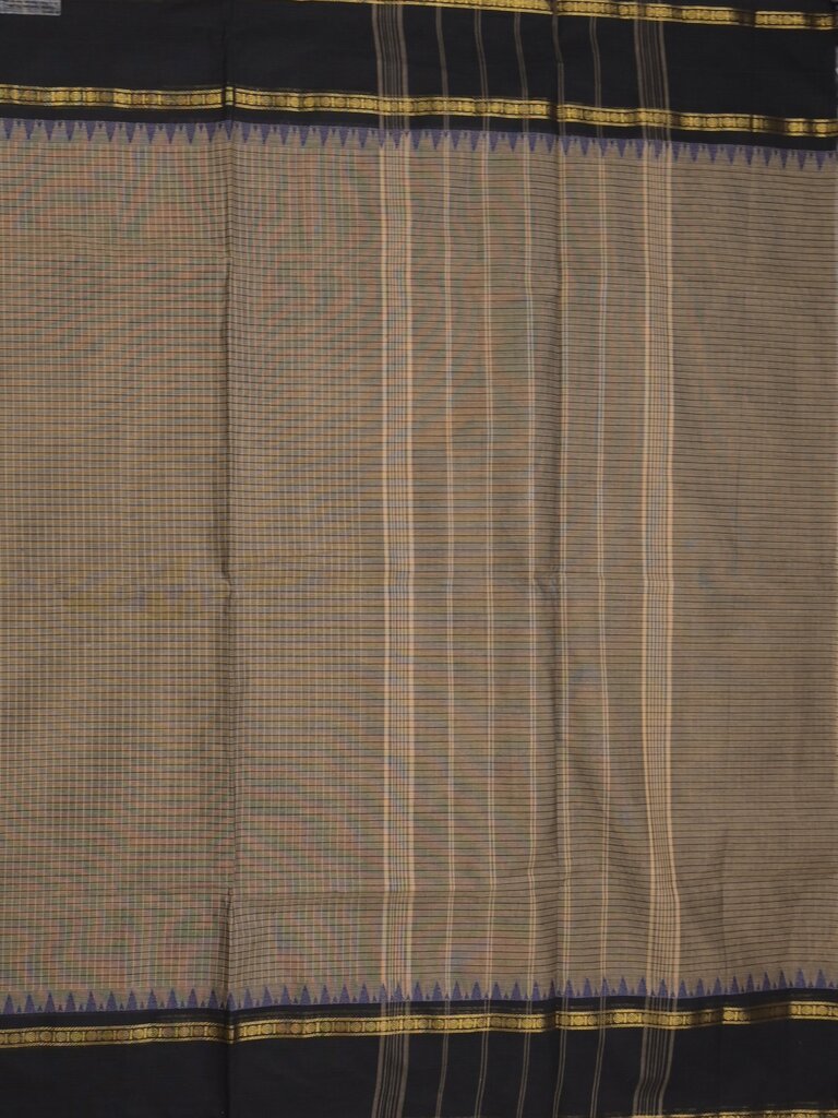 Kanchi cotton plain saree with zari border with attached self blouse