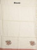 Lenin tissue embroidered fancy saree in cream color with embroidery pallu and matching blouse