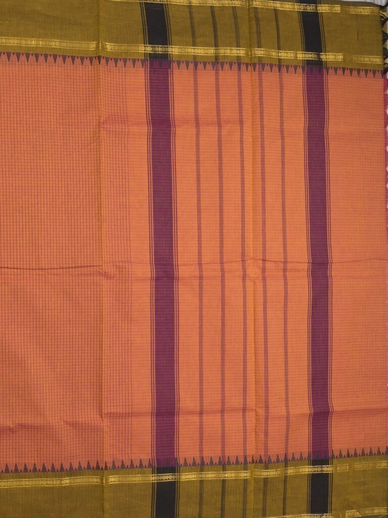 Kanchi cotton plain saree with zari border with attached self blouse