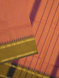 Kanchi cotton plain saree with zari border with attached self blouse
