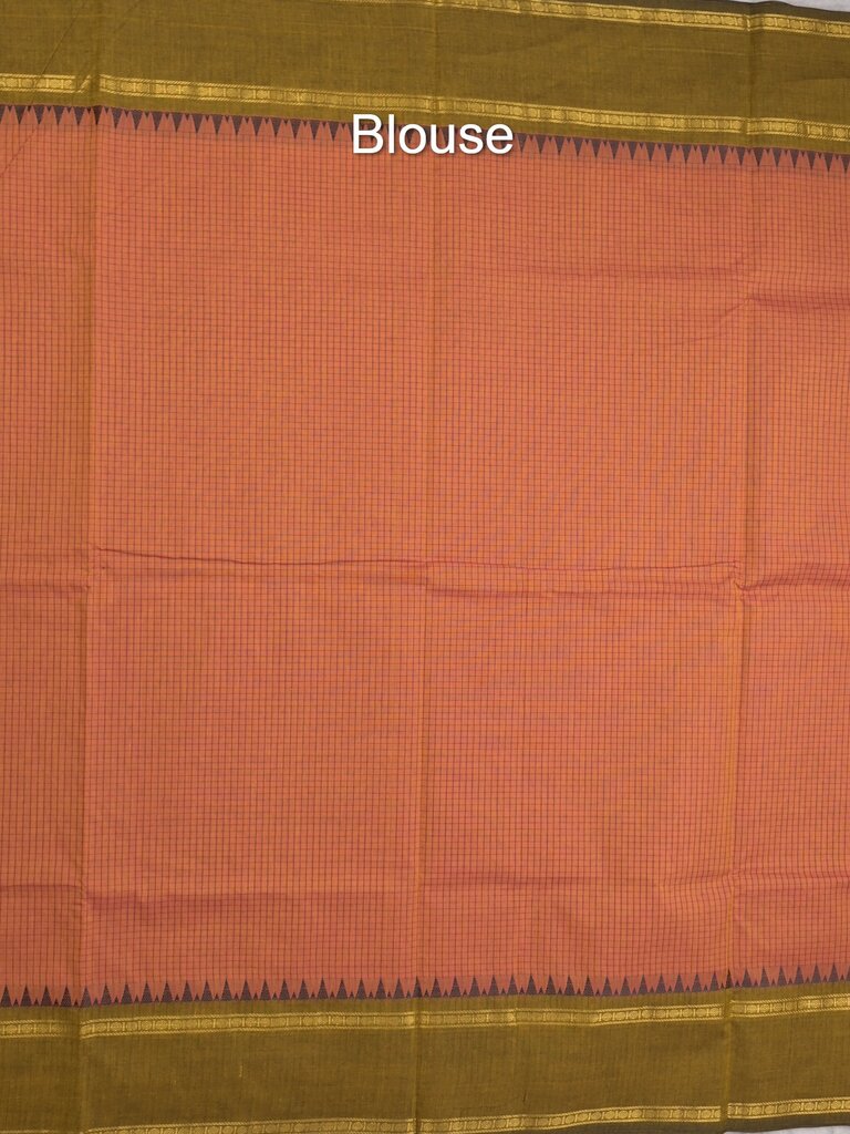Kanchi cotton plain saree with zari border with attached self blouse