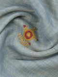 Lenin tissue embroidered fancy saree in light blue color with embroidery pallu and matching blouse
