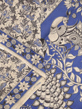 Kalamakari cotton saree half white color allover prints & printed border with printed pallu and contrast blouse