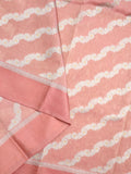 Organza tissue fancy saree peach color allover stripes & small kaddi border with short pallu and attached blouse