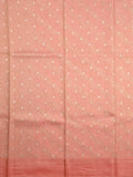 Organza tissue fancy saree peach color allover stripes & small kaddi border with short pallu and attached blouse