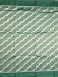 Organza tissue fancy saree light green color allover stripes & small kaddi border with short pallu and attached blouse