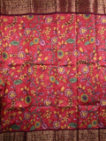 Dola silk fancy saree peach color allover digital prints & zari border with stripes pallu and printed blouse