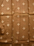Dola silk fancy saree brown color allover digital prints & zari border with stripes pallu and printed blouse