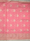 Chanderi kora fancy saree light pink color allover zari motifs & zari embroidery border with zari pallu and plain blouse