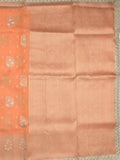 Chanderi kora fancy saree light orange color allover zari motifs & zari embroidery border with zari pallu and plain blouse