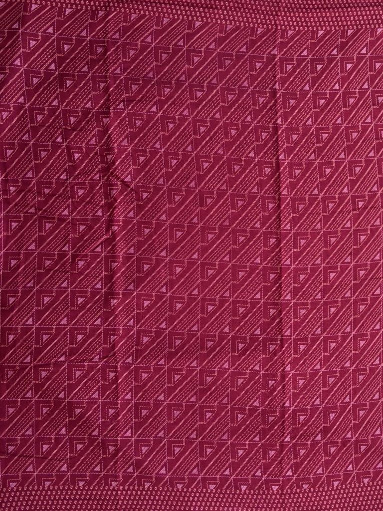 Soft tussar fancy saree magenta color allover prints & kaddi border with printed pallu and printed blouse