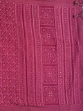 Soft tussar fancy saree magenta color allover prints & kaddi border with printed pallu and printed blouse