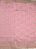 Chanderi kora fancy saree baby pink color allover zari motifs & zari embroidery border with zari pallu and plain blouse