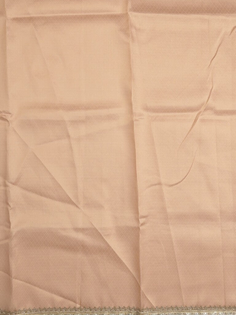 Chanderi kora fancy saree light peach color allover zari motifs & zari embroidery border with zari pallu and plain blouse