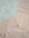 Chanderi kora fancy saree pastel blue color allover zari motifs & zari embroidery border with zari pallu and plain blouse