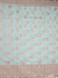 Chanderi kora fancy saree pastel blue color allover zari motifs & zari embroidery border with zari pallu and plain blouse