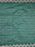 Banaras fancy saree peacock blue color allover checks & zari border with short pallu and attached blouse