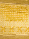 Dupion fancy saree golden yellow color allover prints & zari border with rich pallu and attached plain blouse