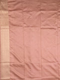 Dupion fancy saree peach color allover prints & zari border with rich pallu and attached plain blouse