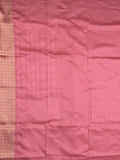 Dupion fancy saree light pink color allover prints & zari border with rich pallu and attached plain blouse