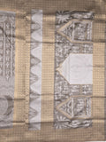 Dupion fancy saree grey color allover prints & zari border with rich pallu and attached plain blouse