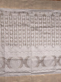 Dupion fancy saree grey color allover prints & zari border with rich pallu and attached plain blouse