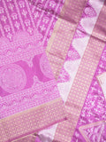 Dupion fancy saree purple color allover prints & zari border with rich pallu and attached plain blouse