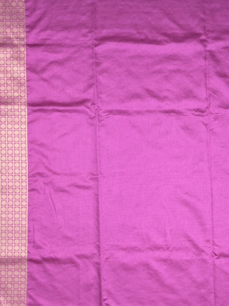 Dupion fancy saree purple color allover prints & zari border with rich pallu and attached plain blouse