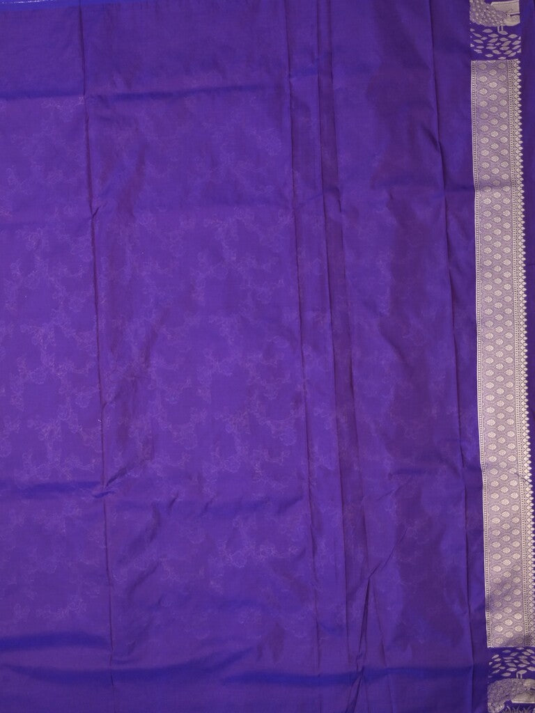 Raw mango fancy saree violet color allover zari weaves & zari border with zari border and attached plain blouse