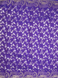 Raw mango fancy saree violet color allover zari weaves & zari border with zari border and attached plain blouse