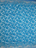 Raw mango fancy saree sky blue color allover zari weaves & zari border with zari border and attached plain blouse