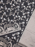 Raw mango fancy saree black color allover zari weaves & zari border with zari border and attached plain blouse