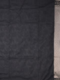 Raw mango fancy saree black color allover zari weaves & zari border with zari border and attached plain blouse