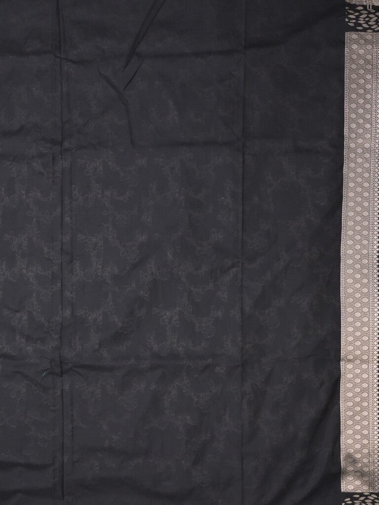 Raw mango fancy saree black color allover zari weaves & zari border with zari border and attached plain blouse